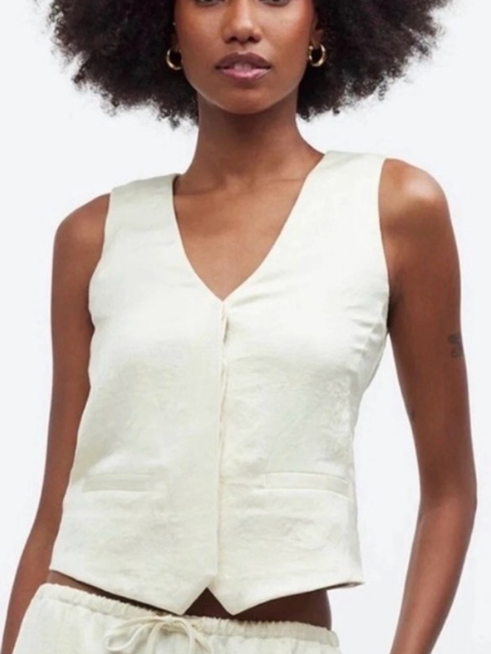 Madewell Ivory Sleeveless V-Neck Vest